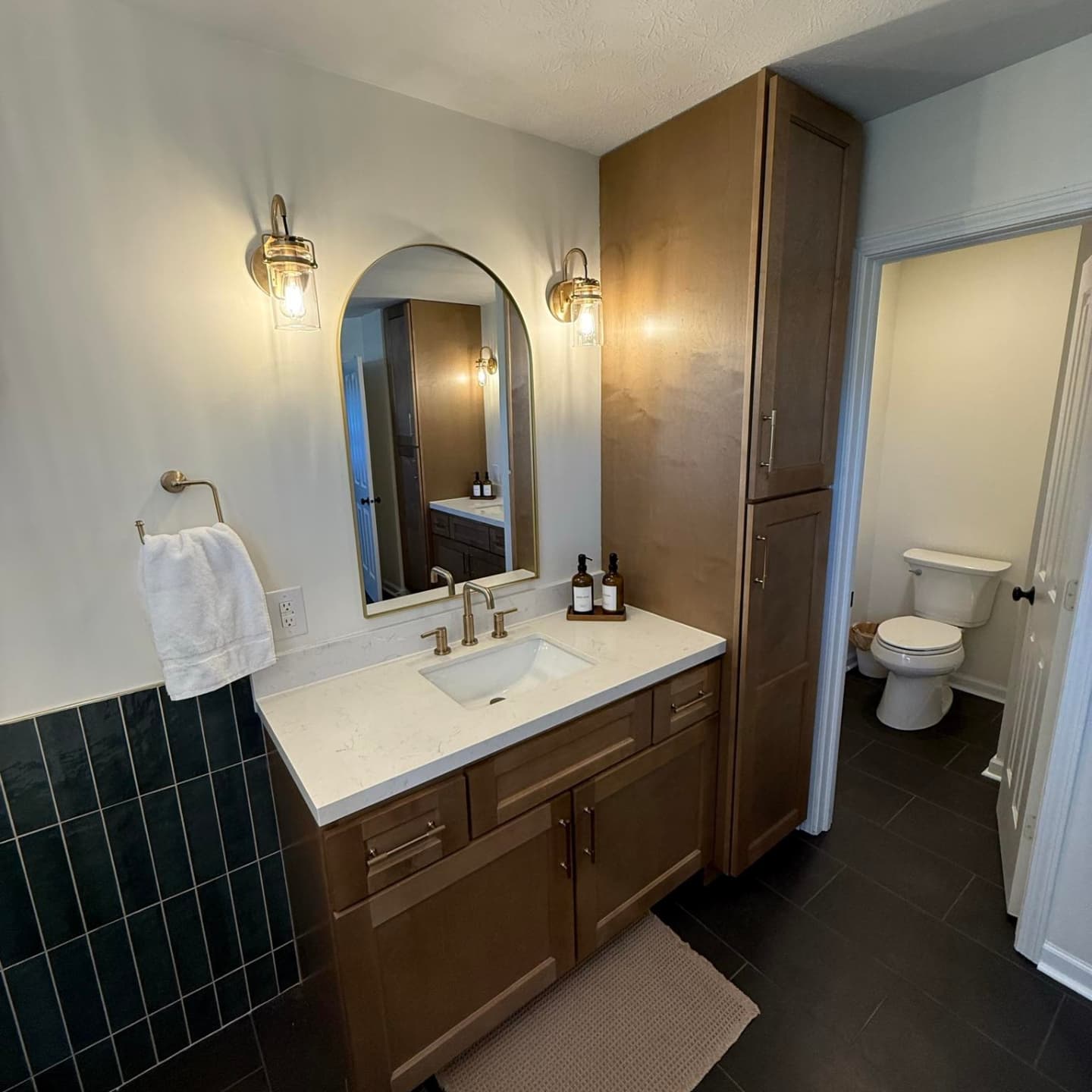Green tile bathroom renovation Carmel IN