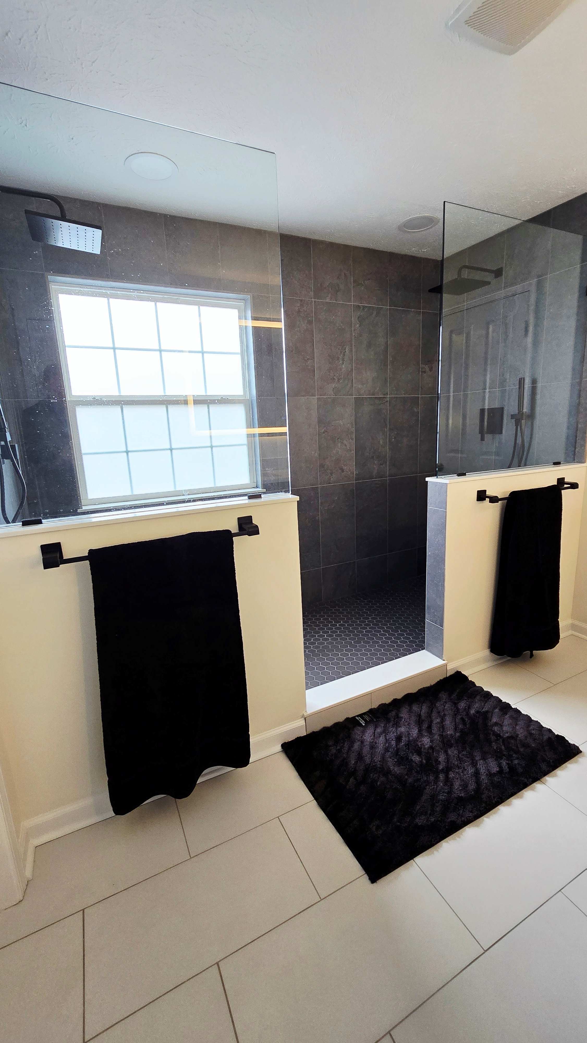 Double shower bathroom remodel in Carmel Indiana