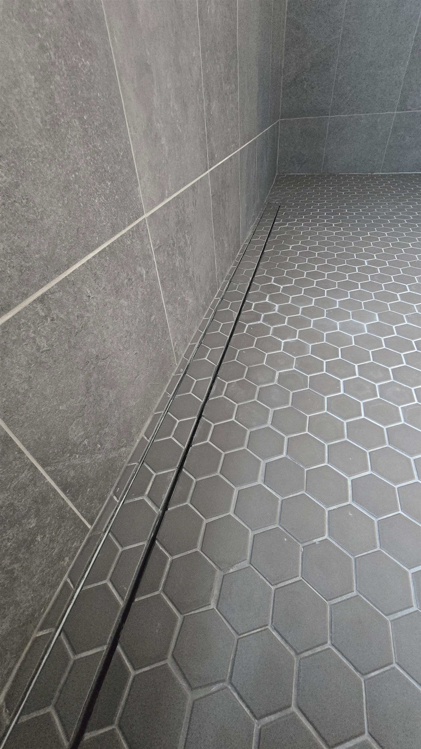 Hexagonal tile bathroom floor Carmel Indiana