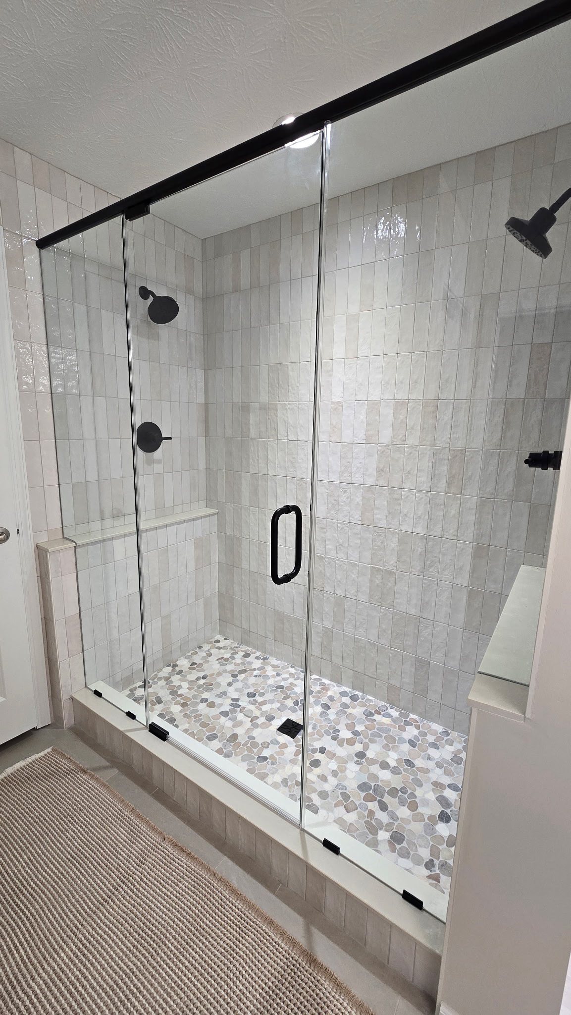 Completed double shower remodel Fishers Indiana