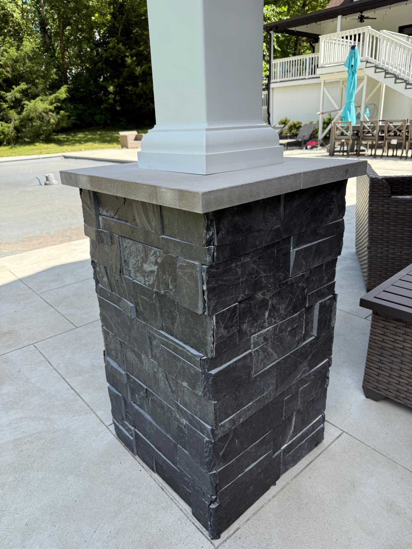 Stone column outdoor bar Fortville IN