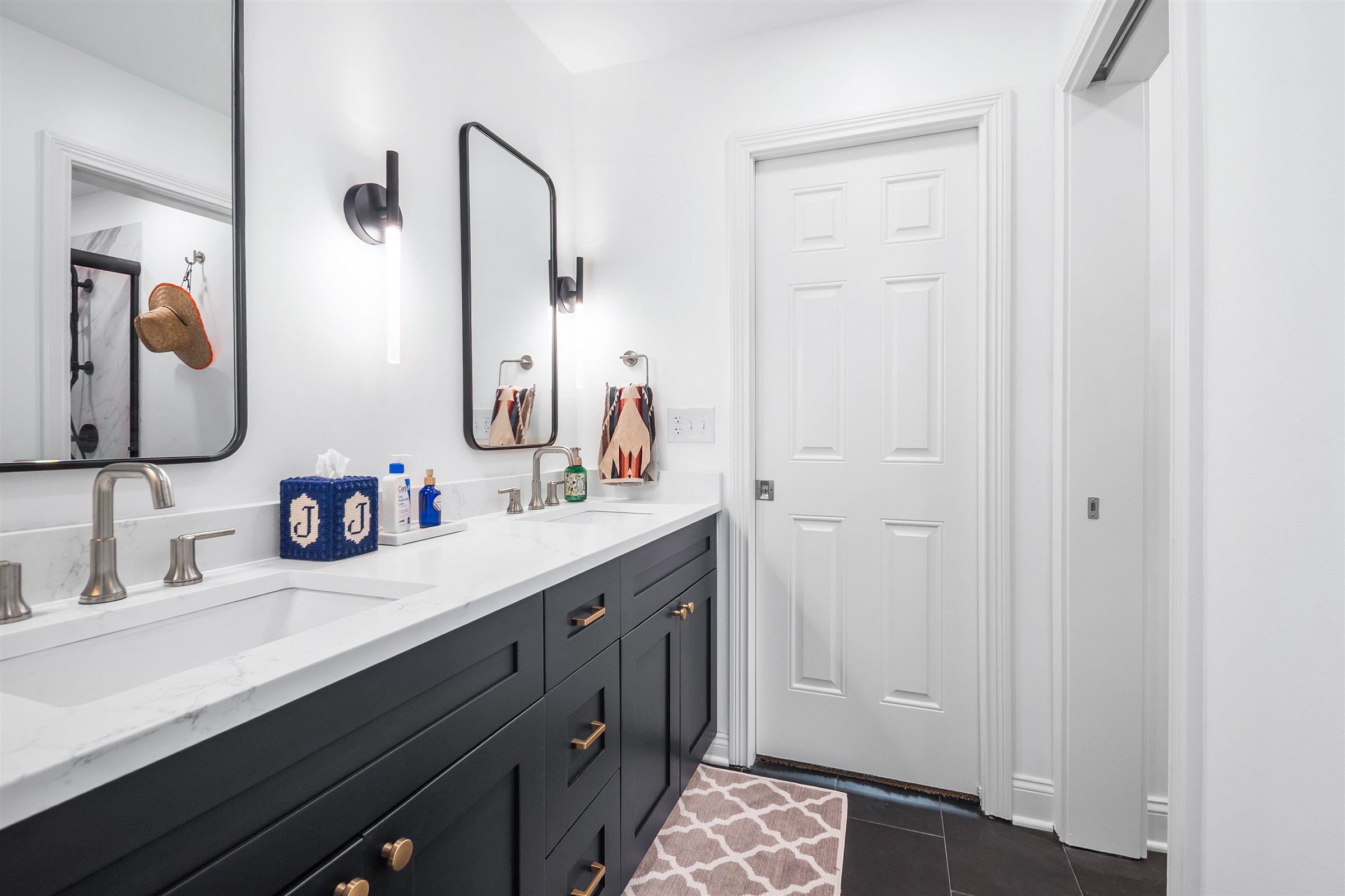 Completed three-bathroom remodel near Geist Fishers IN