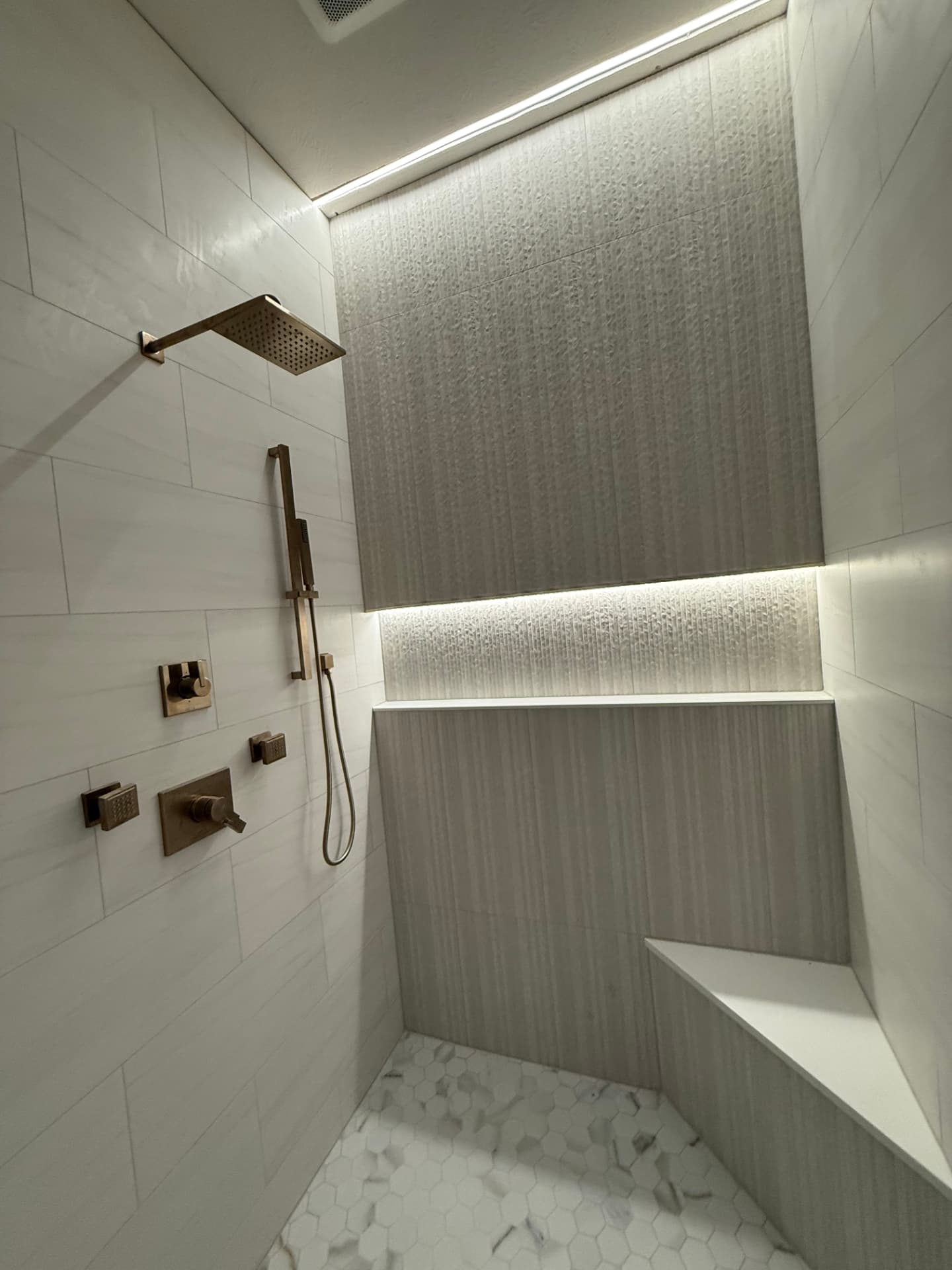 Floor to ceiling tile bathroom remodel Noblesville Indiana