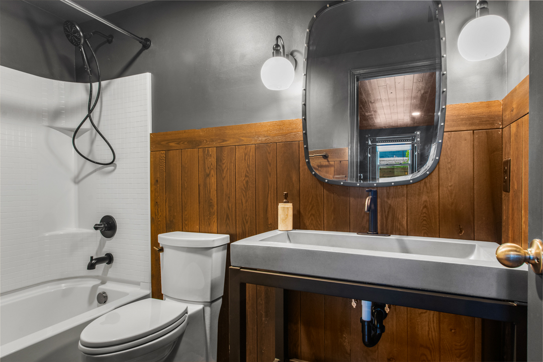 Basement bathroom with tile shower Westfield Indiana