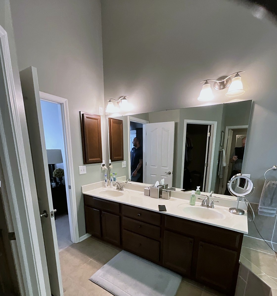 Primary bathroom vanity wall in Fishers IN — before
