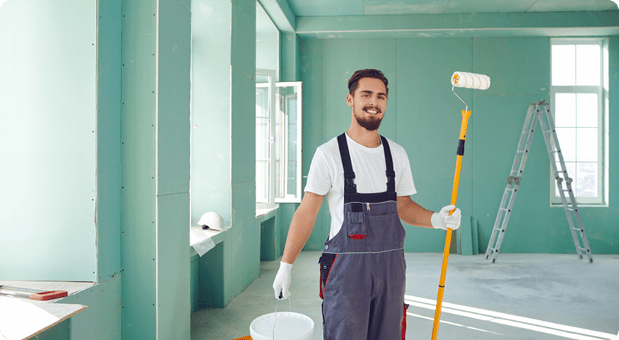 male painter doing interior painting job
